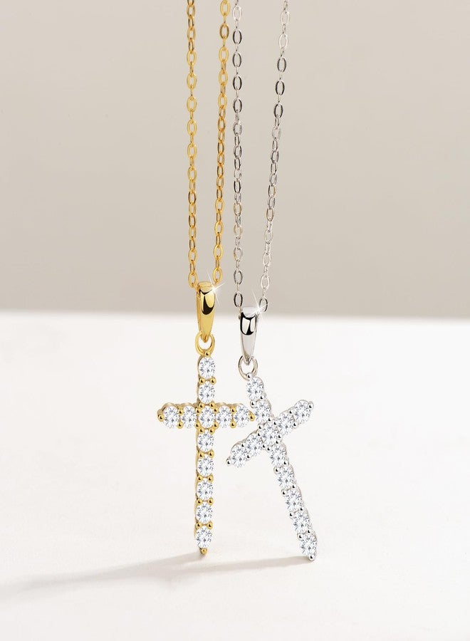 Aocelly Cross Necklace for Women Silver Cross Pendant Sterling Silver Necklace, 925 CZ Diamond Cross Necklaces Womens Western Faith Jewelry Gifts Woman Ladies Dainty - Image 4